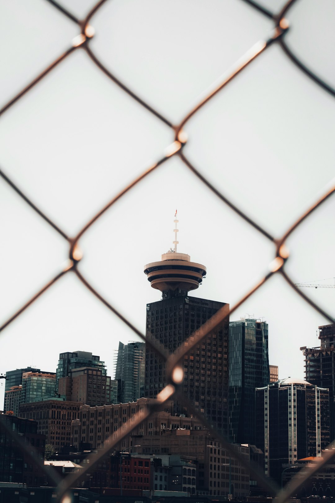 Vancouver city skyline under blue sky