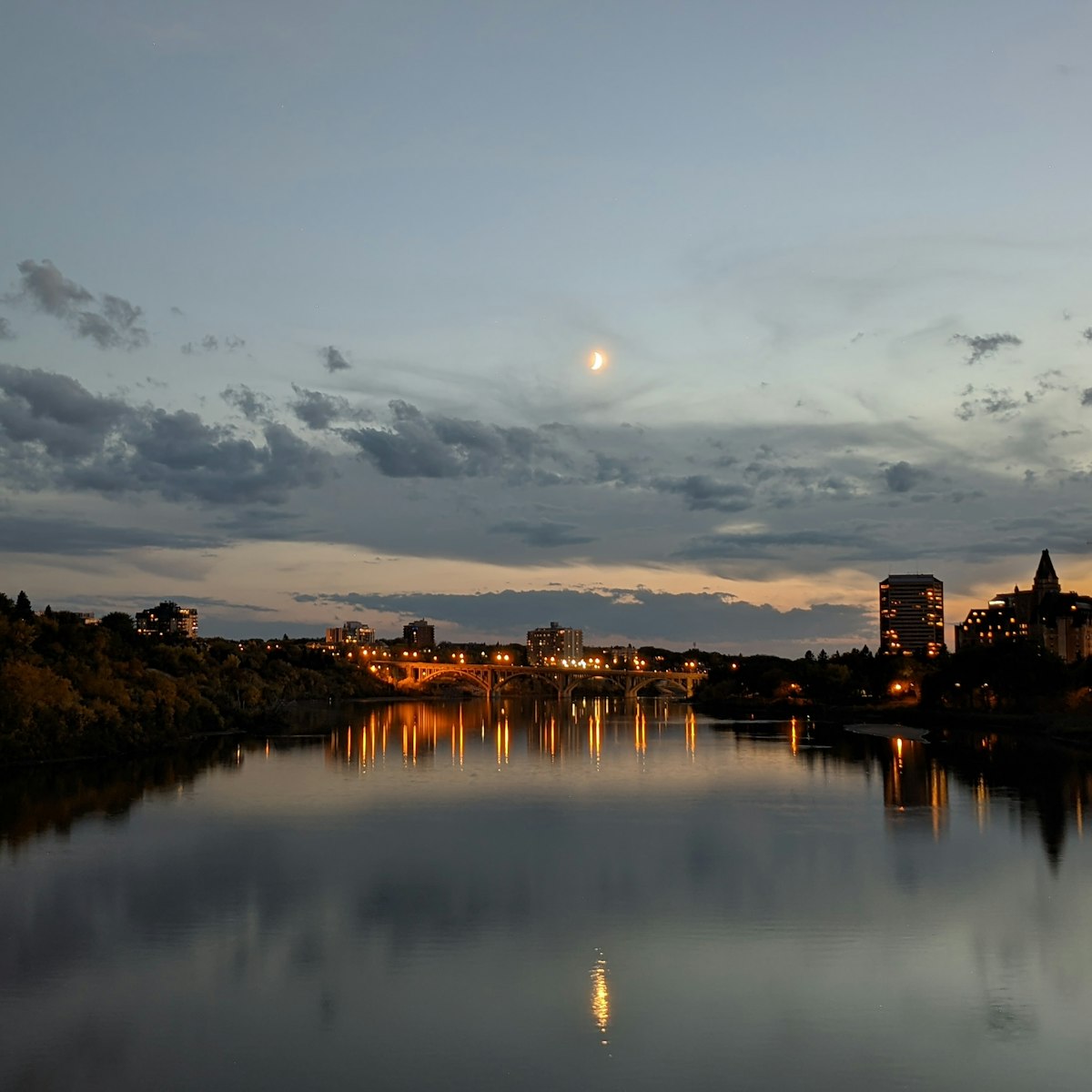 Saskatoon skyline along the South Saskatchewan River