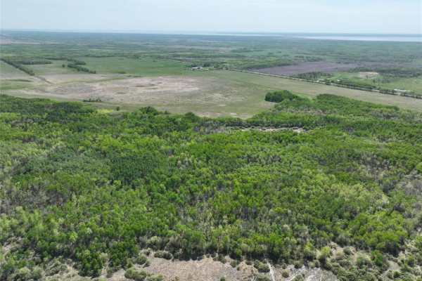 Panoramic aerial view of rolling land with open fields, dense forest, and distant water. - 0 3w Road, Inwood