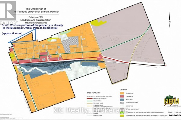 Official plan map showing land use and transportation for Havelock-Belmont-Methuen, with the property zoned residential. - 0 County Rd 46 Road, Havelock Belmont Methuen