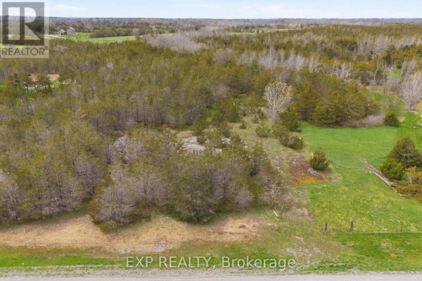 Aerial view of countryside featuring trees, fields, water, and a distant horizon. - 0 Highway 49 Highway W, Prince Edward County