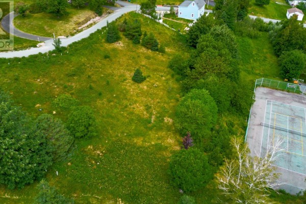 Aerial view of a grassy lot with scattered trees and a tennis court. - 0 Kennedy's Lane Unit#lot A, Holyrood