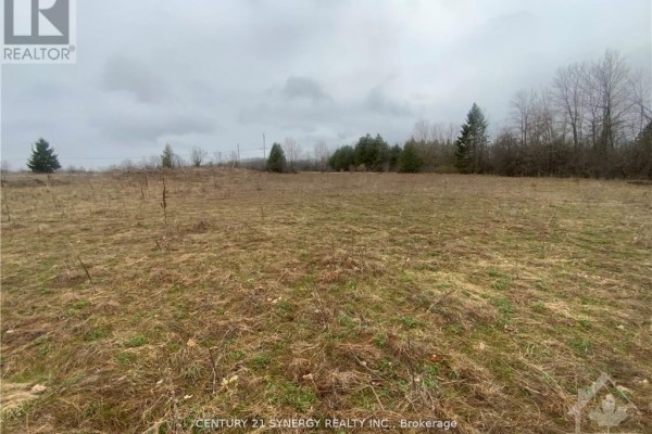 Wide view of a rural landscape with dry grass, distant trees, and an overcast sky. - 00 Lot 2 Otter Lake Road, Rideau Lakes