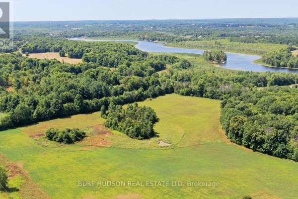 Aerial perspective of green fields bordered by forest and a river. - 003 Lyndhurst Road, Leeds And The Thousand Islands