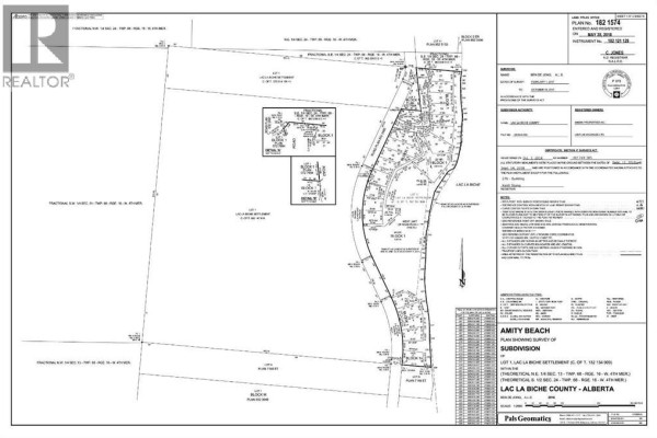 Detailed survey map showing lot 10 dimensions, bordering lot 9 and a curved road. - 10 Campsite Road, Rural Lac La Biche County