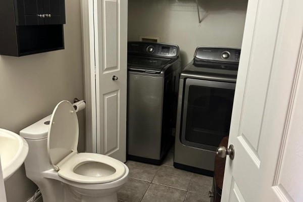 Toilet, sink, washer, dryer, and cabinet - 100 Southview Court Woodstock