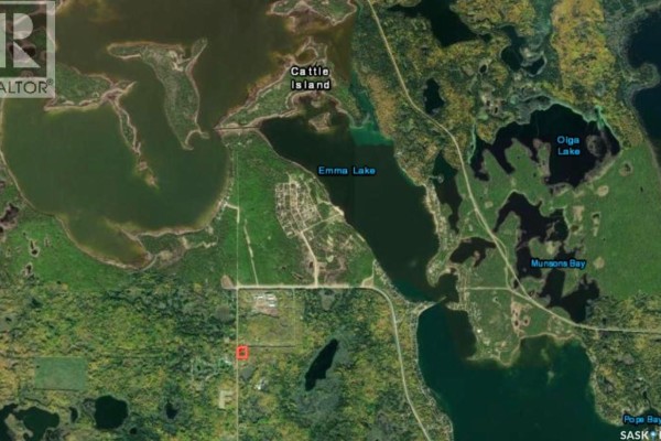 Aerial satellite map showing the property's proximity to Emma Lake and surrounding water bodies. - 101 Deer Ridge Drive, Paddockwood Rm No  520