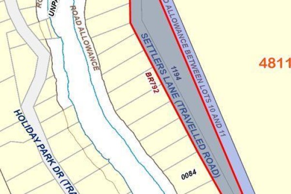 Map showing property lines, road allowances, and lot numbers. - 1019 Forrester Trail, Bracebridge