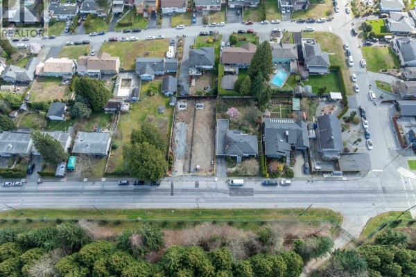 Overhead view of lot with foundation outlines, adjacent houses, street, and neighboring properties. - 1116 Glenayre Drive, Port Moody