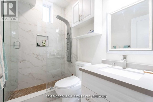 Walk-in shower with shower panel and vanity - 1138 Garden Road Mississauga
