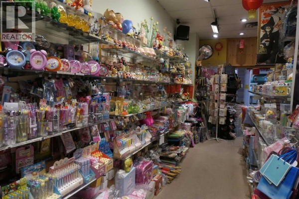 Shelves filled with novelty items, stationery, and stuffed animals in a retail store. - 118, 328 Centre Street Se, Calgary