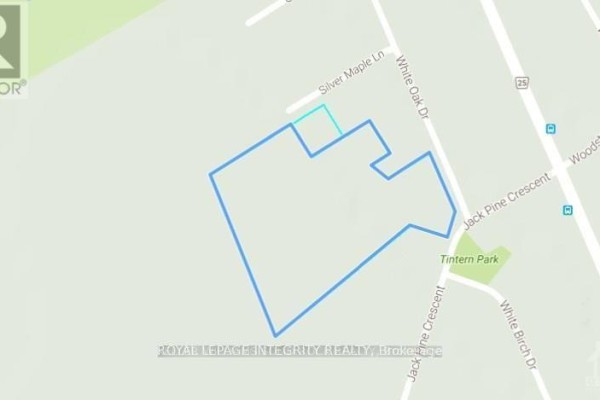 Aerial map showing the property boundary outlined in blue on White Oak Drive, Ottawa. - 1212 White Oak Drive, Ottawa