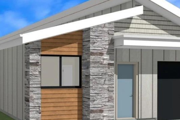 Architectural drawings showing front, side, and rear elevations of the home. - 1242 Copper Road, Oliver