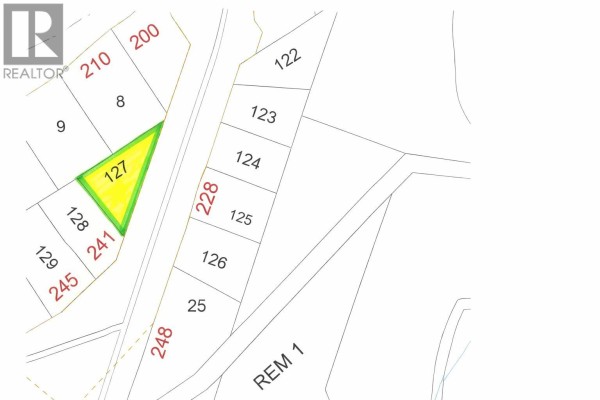 A map displays parcel 127 highlighted in yellow on Wapiti Creek Road in a larger area. - 127 Wapiti Creek Road, Oliver
