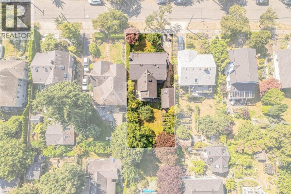 Aerial view of a property at 129 Moss St showing the house and backyard. - 129 Moss St, Victoria
