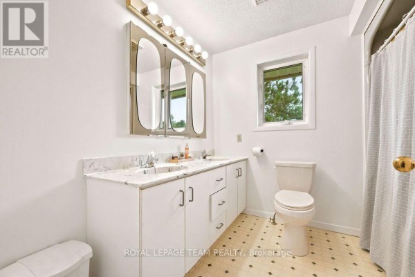 Dual vanity with medicine cabinet, toilet, and window - 13 Springfield Drive Whitewater Region