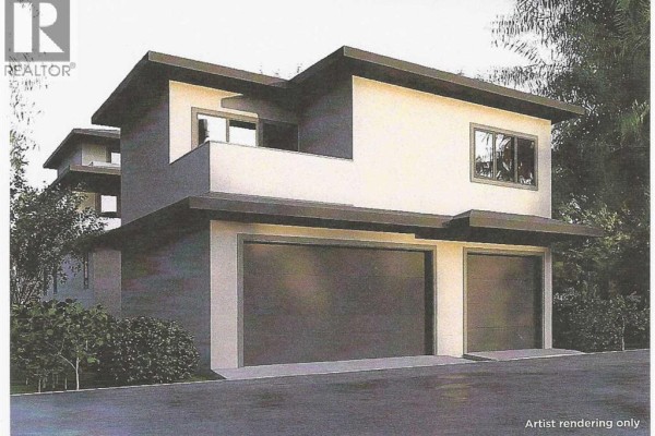 Exterior rendering of a two-car garage with a modern design and balcony above. - 131 Greenwich Heath Nw, Calgary