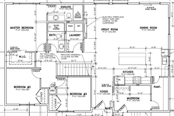 Floor plan of a residential house showing layout of rooms, including kitchen, dining, great room, and bedrooms. - 136 Buffalo Trail, Grande Pointe