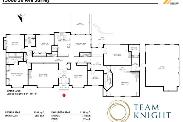 Interior view of a home's foyer with hardwood floors, neutral walls, and a patterned area rug. - 13666 30 Avenue, Surrey