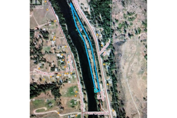 Aerial map shows Bridge Road bordering a river with surrounding properties. - 1415 Bridge Road, Crescent Valley
