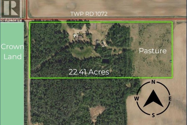 Map indicating the location with a marked route. - 14371 Twp Rd 1072, Rural Mackenzie County