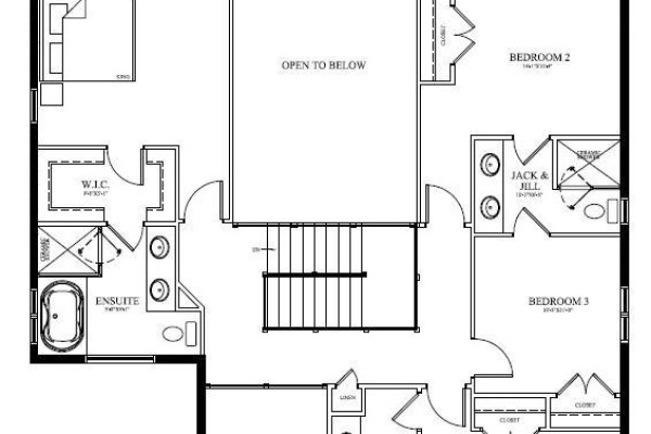 Floor plan of the upper level with bedrooms and bathrooms labeled. - 150 Locky Lane, Middlesex Centre