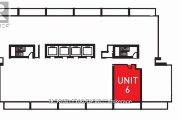Floor plan of a building level with multiple units, highlighting Unit 6 in red. - 1507 - 1000 Portage Parkway, Vaughan