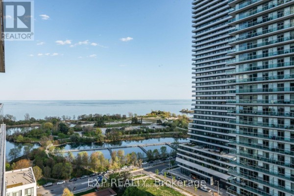 View of Lake Ontario from a high floor of the condo building. - # 1508 - 70 Annie Craig Dr Drive S, Toronto