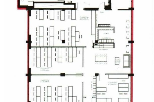 Floor plan illustrating potential classroom and office spaces for alternate layout. - 151-153 Frederick Street Unit# 200, Kitchener