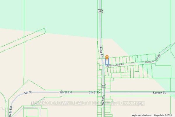 Map showing the location of lot 166 in relation to surrounding streets and properties. - 166 Cloutierville Road, Smooth Rock Falls