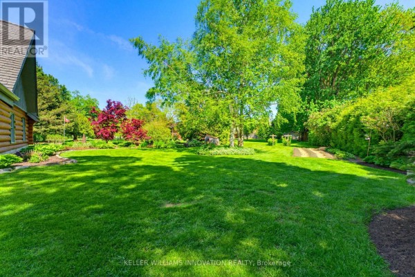 Manicured green lawn and lush trees with colorful foliage in a backyard setting. - 169 James Street, North Perth