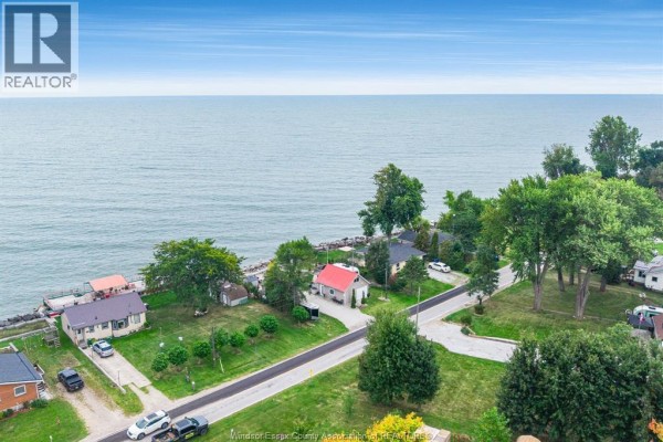 Aerial view of houses along the shoreline with a large body of water. - 170 Lakeshore Road, Leamington