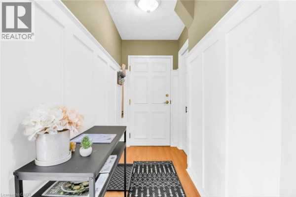 Interior view of an apartment entryway with white paneled walls and a white door. - 1717 2nd Avenue E Unit# 505, Owen Sound
