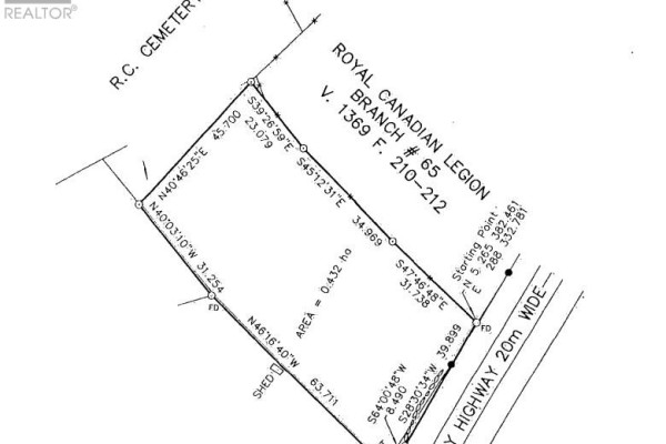 Survey map showing property boundaries, dimensions, area, and adjacent Conception Bay Highway at 173-177 Conception Bay Highway. - 173-177 Conception Bay Highway, Brigus