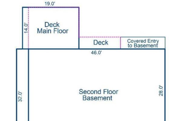 Blueprint showing layout with dimensions for main floor and second floor - 18 Ponderosa Avenue, Logan Lake