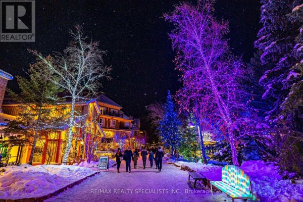 Snowy path with colorful lights and people - 190 Courtland Street Blue Mountains