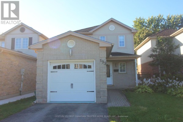 Front exterior view of a detached house with a single garage door and brick facade. - 199 Emerald Road, London South