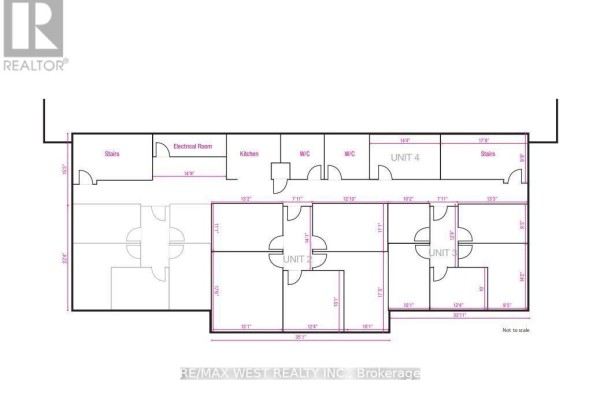 Floor plan shows multiple units including Unit 2, Unit 3, and Unit 4 with rooms and M/C labeled. - 2 - 205 Export Boulevard, Mississauga