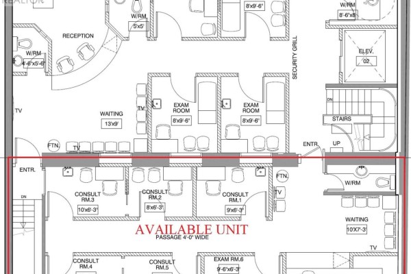 Medical examination room with a treatment table, sink, storage cabinets, and chairs. - 102 - 26 Dalhousie Street, Toronto
