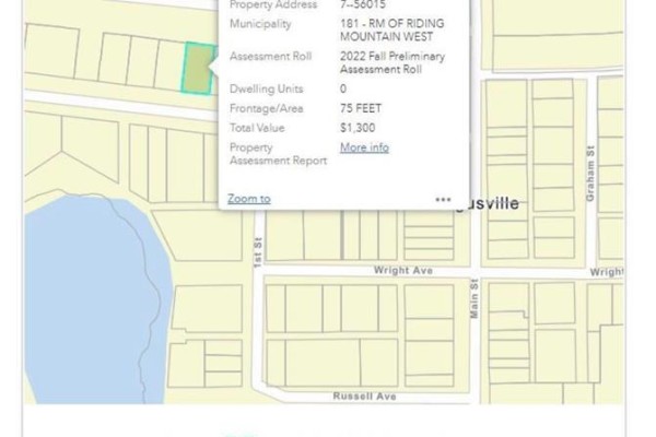 Aerial map shows the highlighted property and adjacent lots in Angusville, Manitoba. - 201 Railway Avenue, Angusville