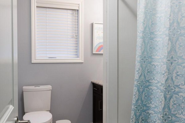 Bathroom with toilet, vanity, and shower/tub combo - 2014 Ballymote Avenue London North