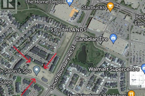 Aerial view showing the location of the commercial property within Medicine Hat's Southlands neighborhood. - 204, 4979 Southlands Drive Se, Medicine Hat