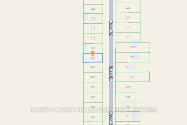 Map of the subdivision highlighting the location of 204 Ross Road among other numbered lots. - 204 Ross Road, Smooth Rock Falls