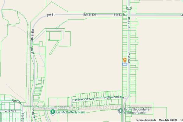 Overview map showing Ross Road and surrounding streets with 204 Ross Road marked with a blue pin. - 204 Ross Road, Smooth Rock Falls