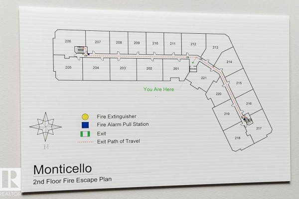 Floor plan for the second level of the Monticello building showing unit layouts. - #207 11511 27 Av Nw, Edmonton