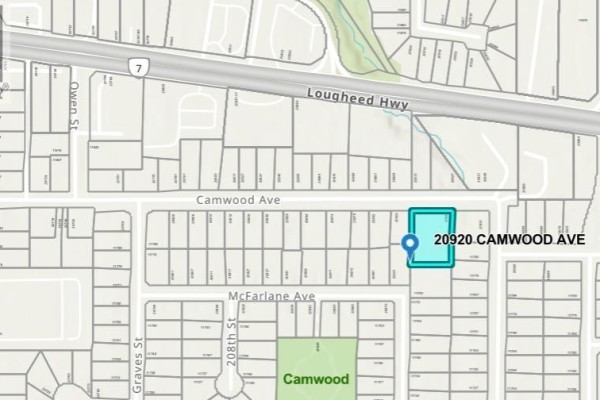 Map showing the location of 20920 Camwood Avenue in Maple Ridge, near Lougheed Highway and residential streets. - 20920 Camwood Avenue, Maple Ridge
