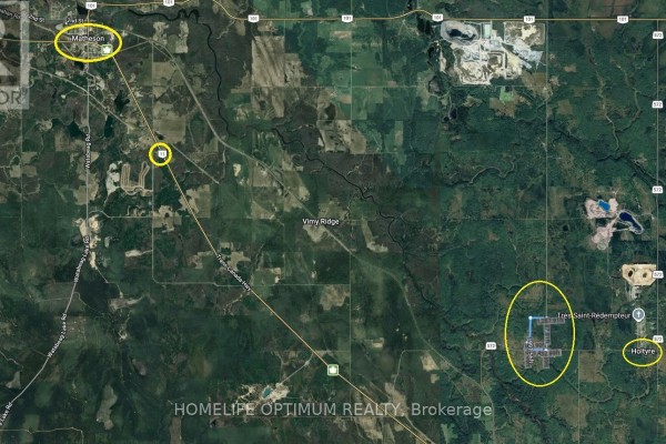 Map showing location of property relative to Matheson and surrounding areas. - 2116 Highway 572 Highway, Black River Matheson