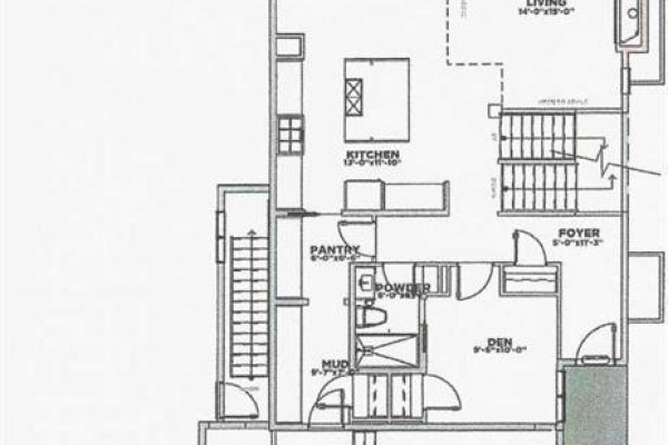 Main floor layout featuring kitchen, pantry, mudroom, and living area. - 22 Greenwich Row Nw, Calgary