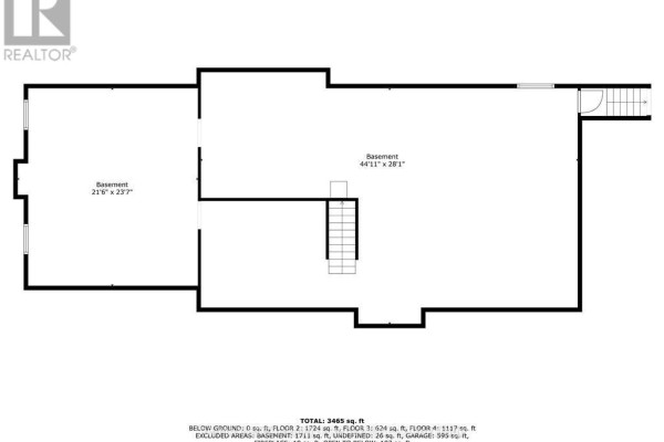 House floor plan with two finished basement areas and staircase - 2210 Highway 54 Haldimand