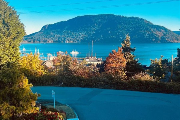Waterfront view with boats docked and autumn foliage on trees. - 23 1700 Pritchard Rd, Cowichan Bay